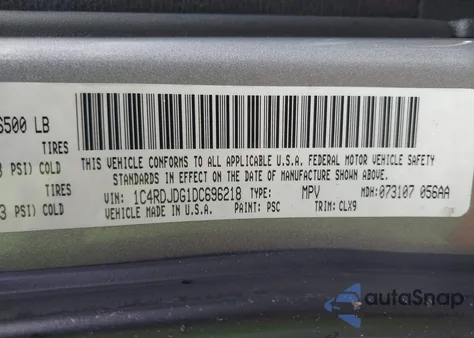 2013 Dodge Durango Crew из США, поврежденный, VIN 1C4RDJDG1DC696218